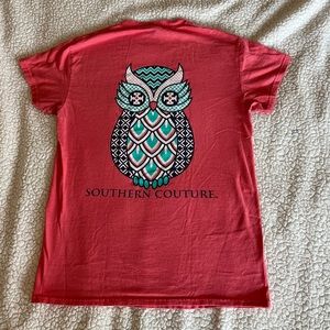 Southern Couture Women’s Size Small Pink Short Sleeve Tee Shirt with Owl Design